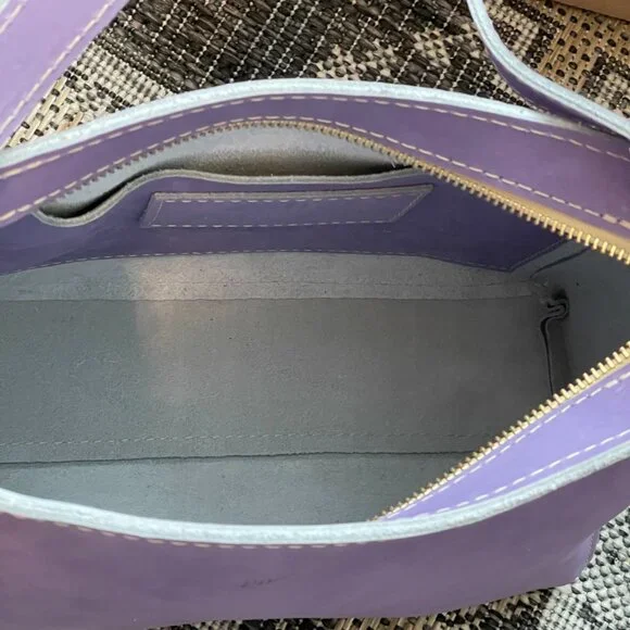 Portland Leather UNICORN Triangle Bag CHALK Lavender Purple White Brand New RARE - Picture 7 of 9